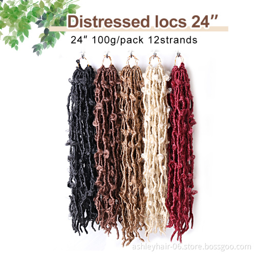 Julianna 14 18 24 36 Distressed locs Craft Dread Locks Crochet Braiding Light African Hair Extension 36 inch Distressed locs